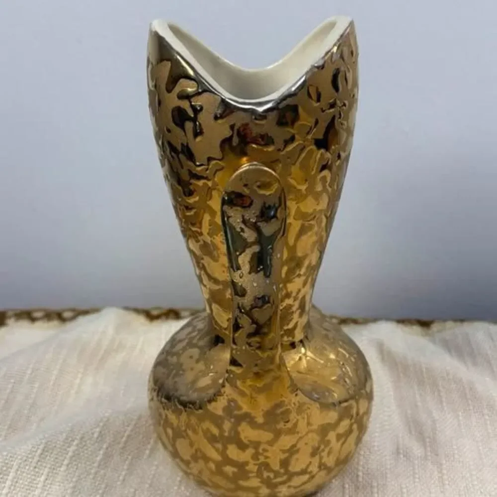 Vintage Gold Weeping Glaze Ceramic Double Handle Vase